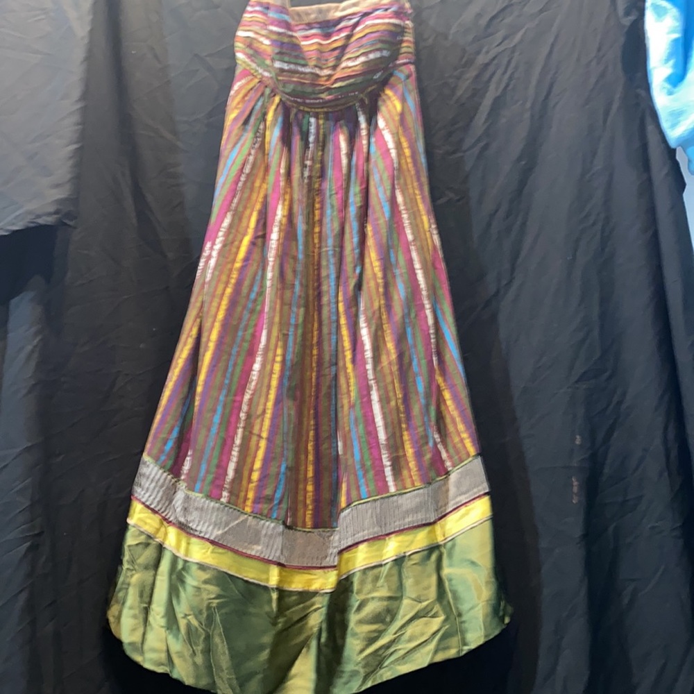 100% cotton, strapless mixed colored dress, straps inside